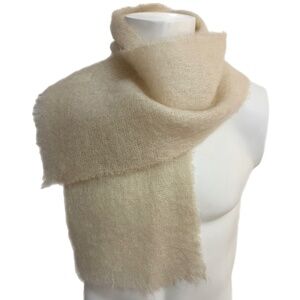 Made in England for Eaton’s 🇬🇧– Mohair/Wool Vintage Scarf – Soft Cream